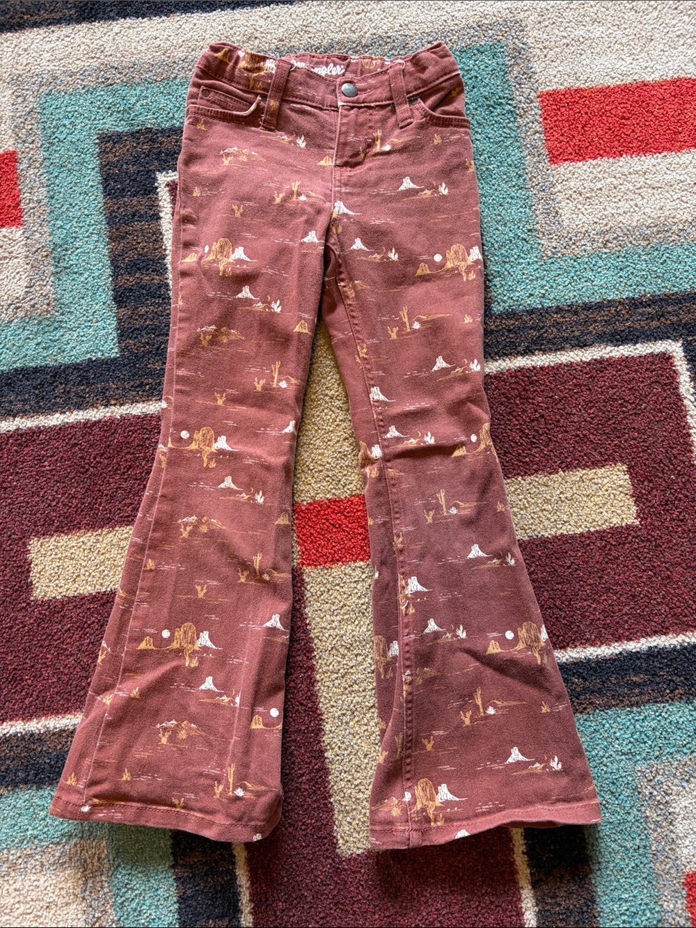 Wrangler Girls' Mauve Desert Print Flared Jeans